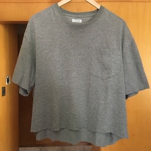 Cropped “frocket” aka front pocket gray t-shirt